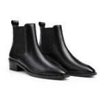 Italian Shape Black Chelsea Boots for Men with both side elastic - Image 2