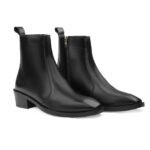 Premium Black Crust Leather Zipper Ankle Boots for Men - Image 3