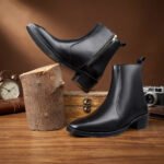 Premium Black Crust Leather Zipper Ankle Boots for Men - Image 2