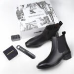 Italian Shape Black Chelsea Boots for Men with both side elastic - Image 6