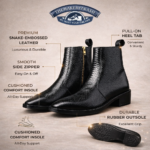 Premium Snake-Embossed Black Leather Ankle Boots - Image 2