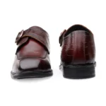 Men's Premium Brown Leather Formal Single Monk Straps Shoes for Office, Wedding & Party Wear - Image 5