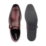 Men's Premium Brown Leather Formal Single Monk Straps Shoes for Office, Wedding & Party Wear - Image 3