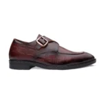 Men's Premium Brown Leather Formal Single Monk Straps Shoes for Office, Wedding & Party Wear - Image 4