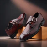 Men's Premium Brown Leather Formal Single Monk Straps Shoes for Office, Wedding & Party Wear