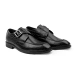 Men's Premium Black Leather Formal Single Monk Straps Shoes for Office, Wedding & Party Wear - Image 3