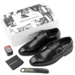 Men's Premium Black Leather Formal Single Monk Straps Shoes for Office, Wedding & Party Wear - Image 2
