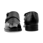 Men's Premium Black Leather Formal Monk Double Straps Shoes for Office, Wedding & Party Wear - Image 5