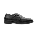 Men's Premium Black Leather Formal Monk Double Straps Shoes for Office, Wedding & Party Wear - Image 4