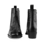 Mens Black Crust Leather Printed Boots - Image 5