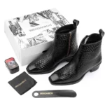 Mens Black Crust Leather Storm Design Boots - Image 2