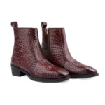 Mens Brown Crust Leather Printed Boots - Image 6