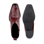 Mens Brown Crust Leather Printed Boots - Image 3