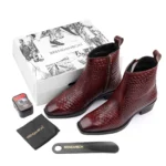 Mens Brown Crust Leather Printed Boots - Image 2