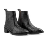 Mens Black Crust Leather Storm Design Boots - Image 5