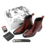 Mens Brown Crust Leather Storm Design Boots - Image 2