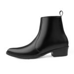 Mens Black Crust Leather Chelsea Boot Pointed Toe - Image 3