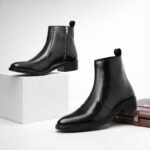 Mens Black Crust Leather Chelsea Boot Pointed Toe