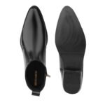 Mens Black Crust Leather Chelsea Boot Pointed Toe - Image 4