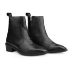 Premium Snake-Embossed Black Leather Ankle Boots - Image 3