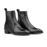 Mens Black Crust Leather Storm Design Boots - Image 2