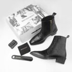 Luxury Crocodile-Embossed Black Leather Ankle Boots - Image 4