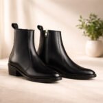 Mens Black Crust Leather Chelsea Boot Pointed Toe - Image 6