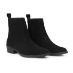 Mens Black Suede Leather Chelsea Boot Pointed Toe - Image 2