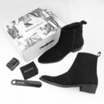 Mens Black Suede Leather Chelsea Boot Pointed Toe - Image 3