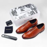 Mens Tan Leather Oxford Shoes - Image 3