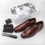 Mens Brown Leather Formal Oxford Shoes - Image 3