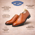 Mens Tan Leather Oxford Shoes - Image 2