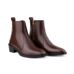 Premium Crust Leather Zipper Ankle Brown Boots for Men - Image 2