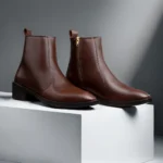Premium Crust Leather Zipper Ankle Brown Boots for Men