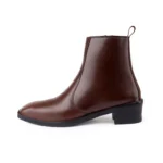 Premium Crust Leather Zipper Ankle Brown Boots for Men - Image 4