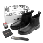 Mens Black Crust Leather Korean Design Boots - Image 2