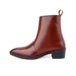 Premium Crust Leather Zipper Ankle Tan Boots for Men - Image 5