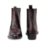Elegant Embossed Brown Crust Leather Zipper Ankle Boots - Image 6