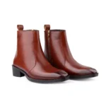 Premium Crust Leather Zipper Ankle Tan Boots for Men - Image 6